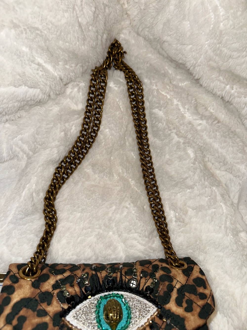 Kurt Geiger Leopard Print Mini Shoulder Bag with Embellished Eye - Picture 9 of 16